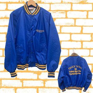 Vintage Blue Bomber Varsity Jacket 1989 Daily News XXL